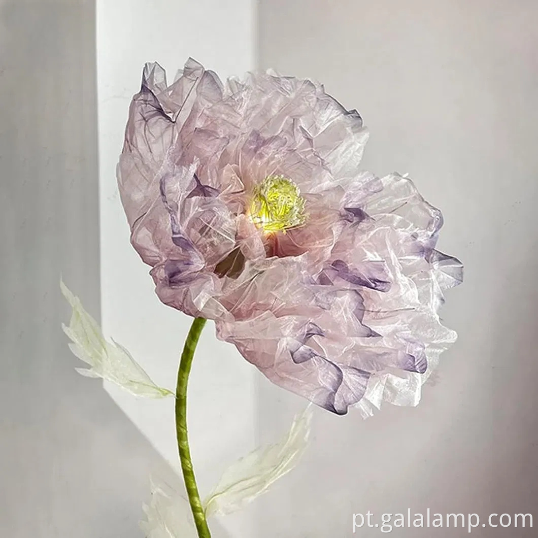Decoração floral de peônia rosa encantadora com luz para eventos